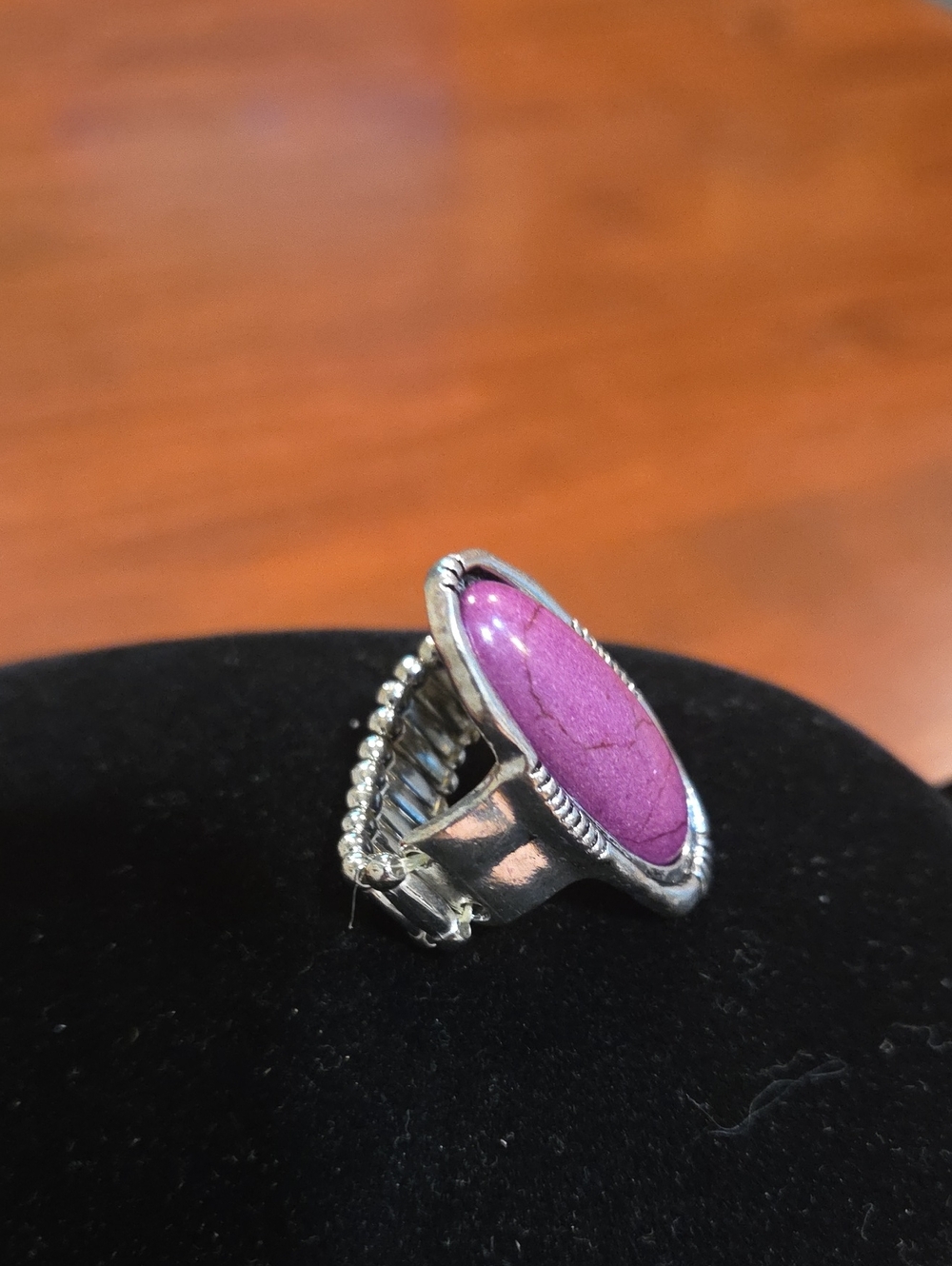 NWOT purple Stone Silver Ring - Picture 3 of 6
